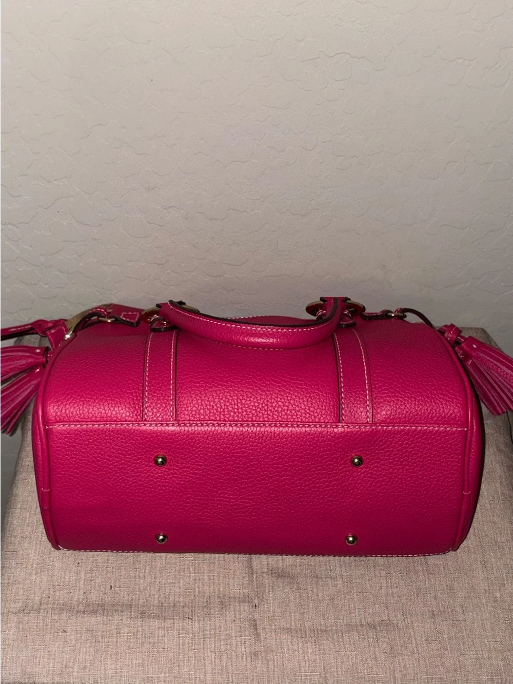 Dooney & Bourke Fucshia Sorrento Leather Satchel with Removable Strap
